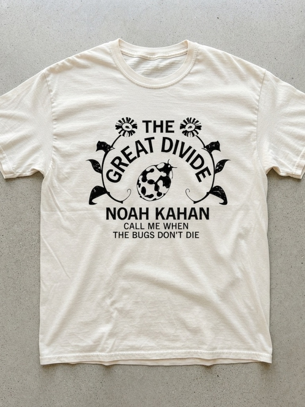 The Great Divide Noah Kahan Graphic Tee - Cream with Black Print